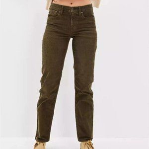 American Eagle 90s Straight Jean Corduroy Stretch Green Brown Gray Womens 4